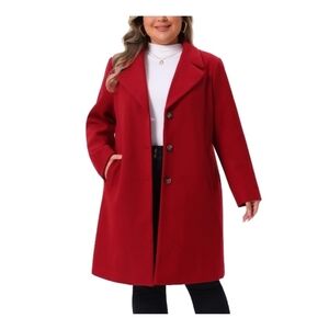Agnes Orinda Women's Plus Size Coats Long Sleeve Single Breasted Notched Lapel